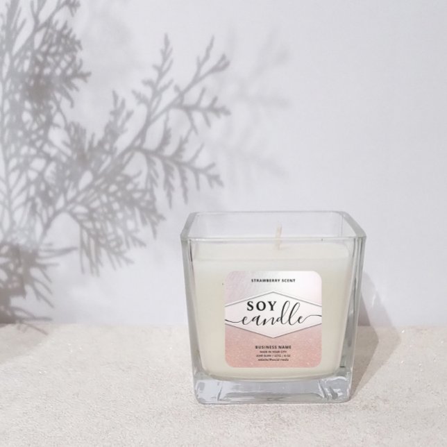 Rose gold glittery script soy candle label (Creator Uploaded)