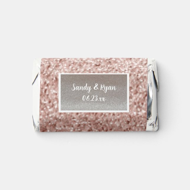 Rose Gold Glittery Wedding Hershey's Miniatures (Front)