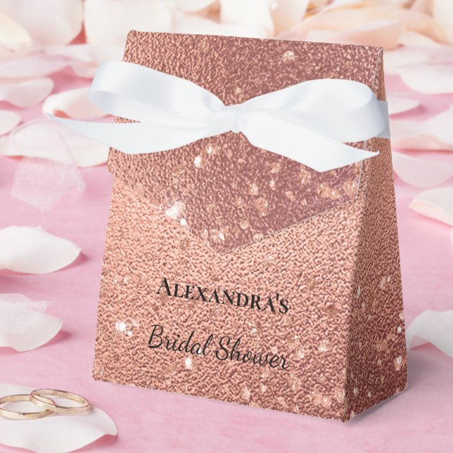 Rose Gold Glitz Glitter Bridal Shower Favor Boxes (Wedding)