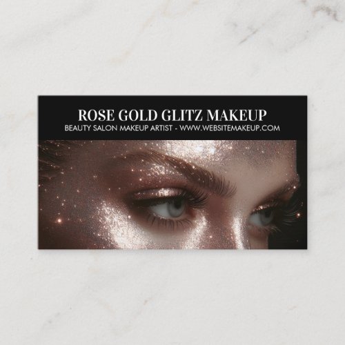 Rose Gold Glitz Makeup Artist Photo Elegant Luxury Business Card