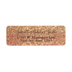 Rose Gold Glitzy Bokeh Label
