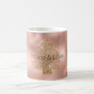 Rose Gold Glitzy Glitter Christmas Tree Coffee Mug