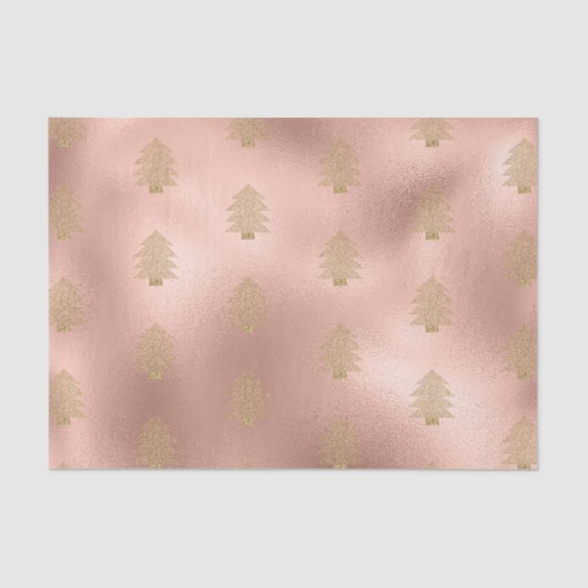 Rose Gold Glitzy Glitter Christmas Tree    Tissue Paper (Front)