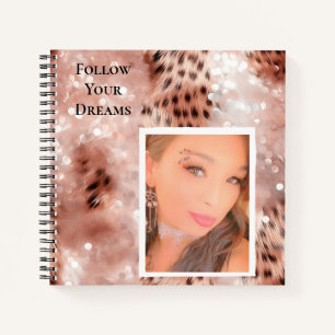 Rose Gold Glitzy Pink Leopard Your Photo Notebook