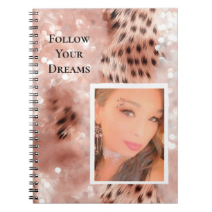 Rose Gold Glitzy Pink Leopard Your Photo Notebook