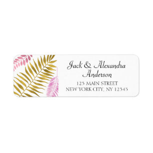 Rose Gold & Gold Foil Floral Tropical Wedding Label