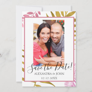 Rose Gold & Gold Foil Tropical Save the Date