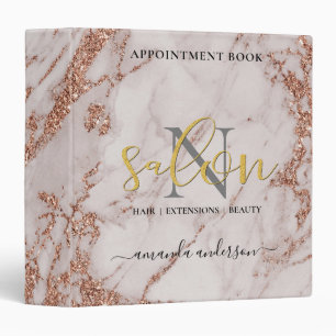Rose Gold & Gold Salon Appointment Book 3 Ring Binder