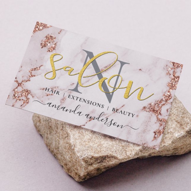 Rose Gold & Gold Salon Chic Business Card (Creator Uploaded)