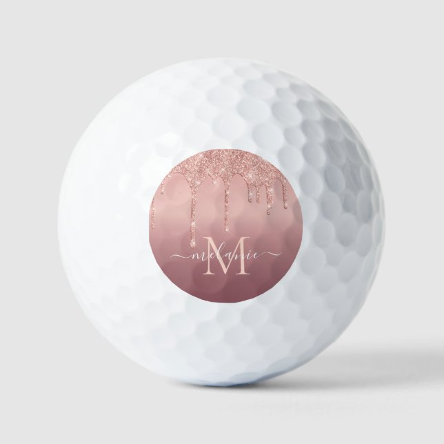 Rose Gold Golf Balls Personalized Your Own Design (Front)