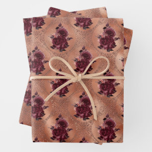 Rose Gold Gothic Halloween  Wrapping Paper Sheets
