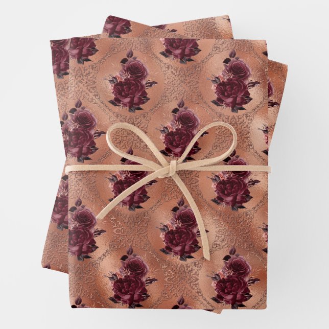 Rose Gold Gothic Halloween  Wrapping Paper Sheets (In situ)