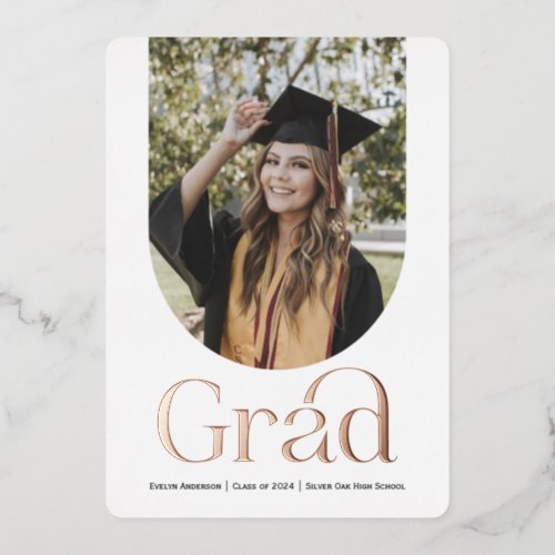 Rose gold Grad Modern Graduation announcement