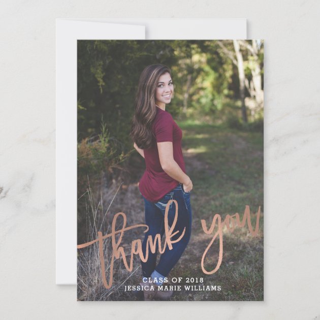 Rose Gold Grad Thank You Cards