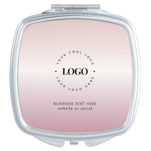 Rose Gold Gradient Add Company Custom Logo Pink Compact Mirror