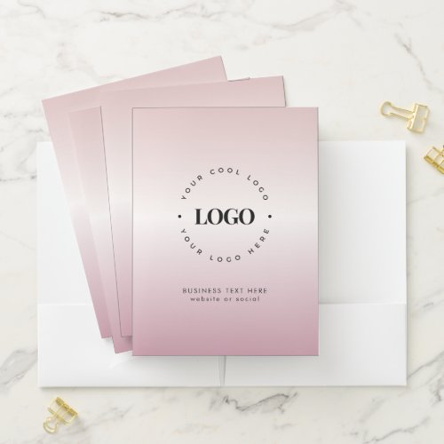 Rose Gold Gradient Add Company Custom Logo Pink Pocket Folder