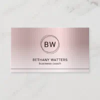 Rose Gold Gradient Monogram Logo Abstract Circles Business Card