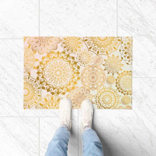 Rose Gold Gradient Pastel Mandala Doormat