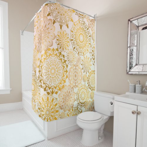 Rose Gold Gradient Pastel Mandala Shower Curtain