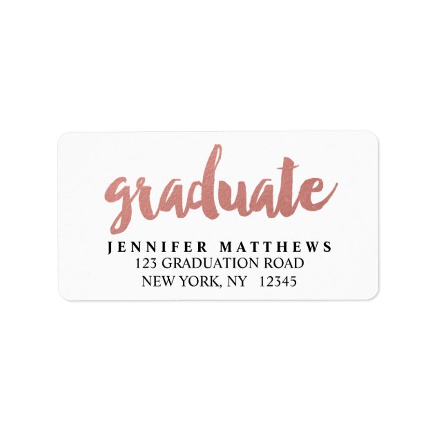 Rose Gold Graduate | Graduation Address Label
