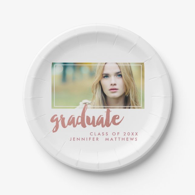 Rose Gold Graduate | Graduation Paper Plate (Front)