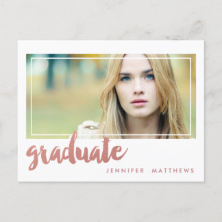 Rose Gold Graduate | Graduation Party Invitation Postcard