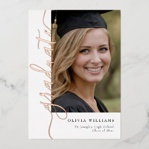 Rose Gold Graduate Photo Graduation Party Foil Invitation