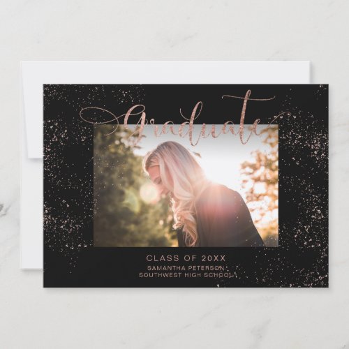 Rose gold graduate typography graduation photo announcement