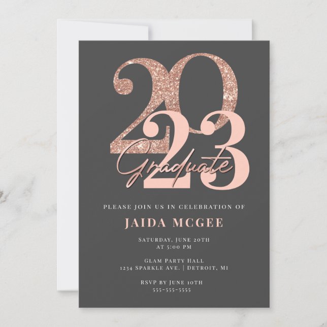 Rose Gold Graduation Announcement Party Invitation (Front)