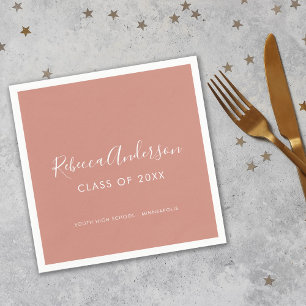 Rose Gold Graduation Class of 2025 Calligraphy Napkins
