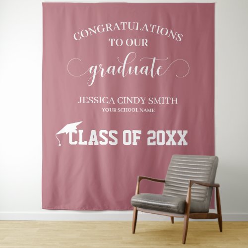 Rose Gold Graduation Photo Booth Prop Tapestry
