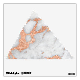 Rose Gold Gray Carrara Marble Stone Copper Wall Sticker