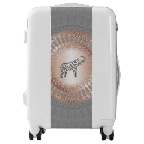 Rose Gold Gray Elephant Mandala Luggage