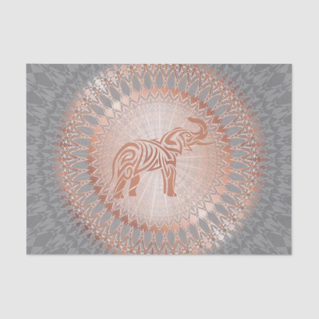 Rose Gold Gray Elephant Mandala Tissue Paper (Front)