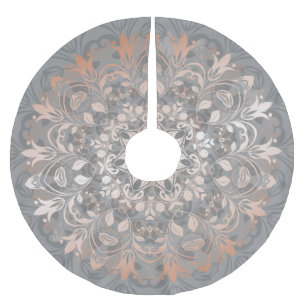 Rose Gold Gray Floral Mandala Brushed Polyester Tr Brushed Polyester Tree Skirt