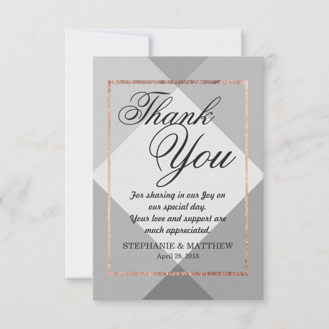 Rose Gold Gray Geo Thank You Cards (Front)