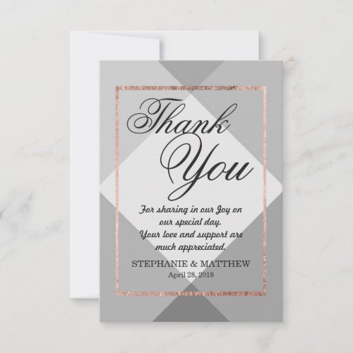 Rose Gold Gray Geo Thank You Cards