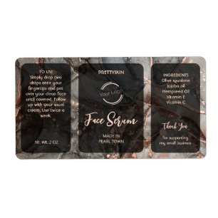 Rose Gold Gray Glitter Serum Label