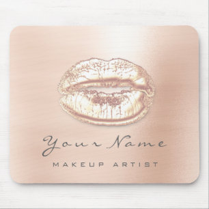 Rose Gold Gray Grey Metallic Name Makeup Lips Kiss Mouse Pad