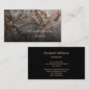 Rose Gold Gray Ink Marble Business Card