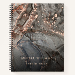 Rose Gold Gray Ink Marble Notebook