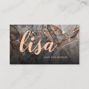 Rose Gold Gray Ink Marble Scan QR Code Business Ca Card
