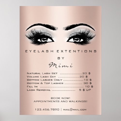 Rose Gold Gray Makeup Eyes Lashes Prices Poster