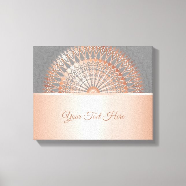 Rose Gold Gray Mandala Canvas Print (Front)