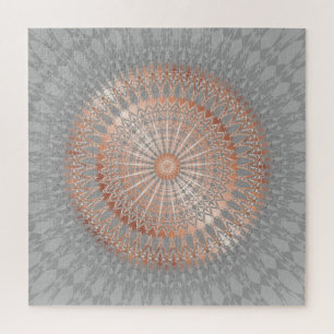 Rose Gold Gray Mandala Jigsaw Puzzle