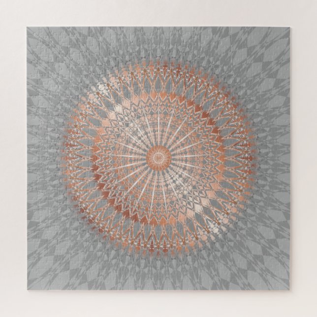 Rose Gold Gray Mandala Jigsaw Puzzle (Vertical)