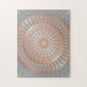 Rose Gold Gray Mandala Jigsaw Puzzle