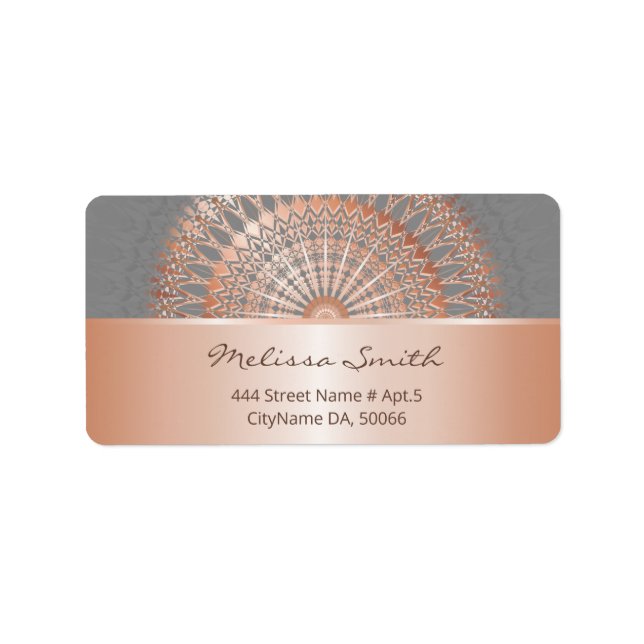 Rose Gold Gray Mandala Label (Front)