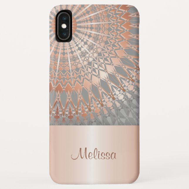 Rose Gold Gray Mandala Monogram Case-Mate iPhone Case (Back)