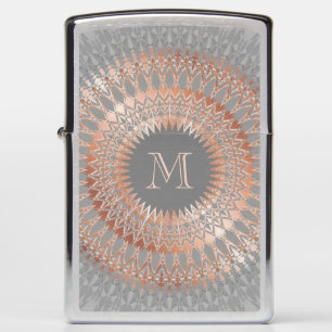 Rose Gold Gray Mandala Monogram Zippo Lighter